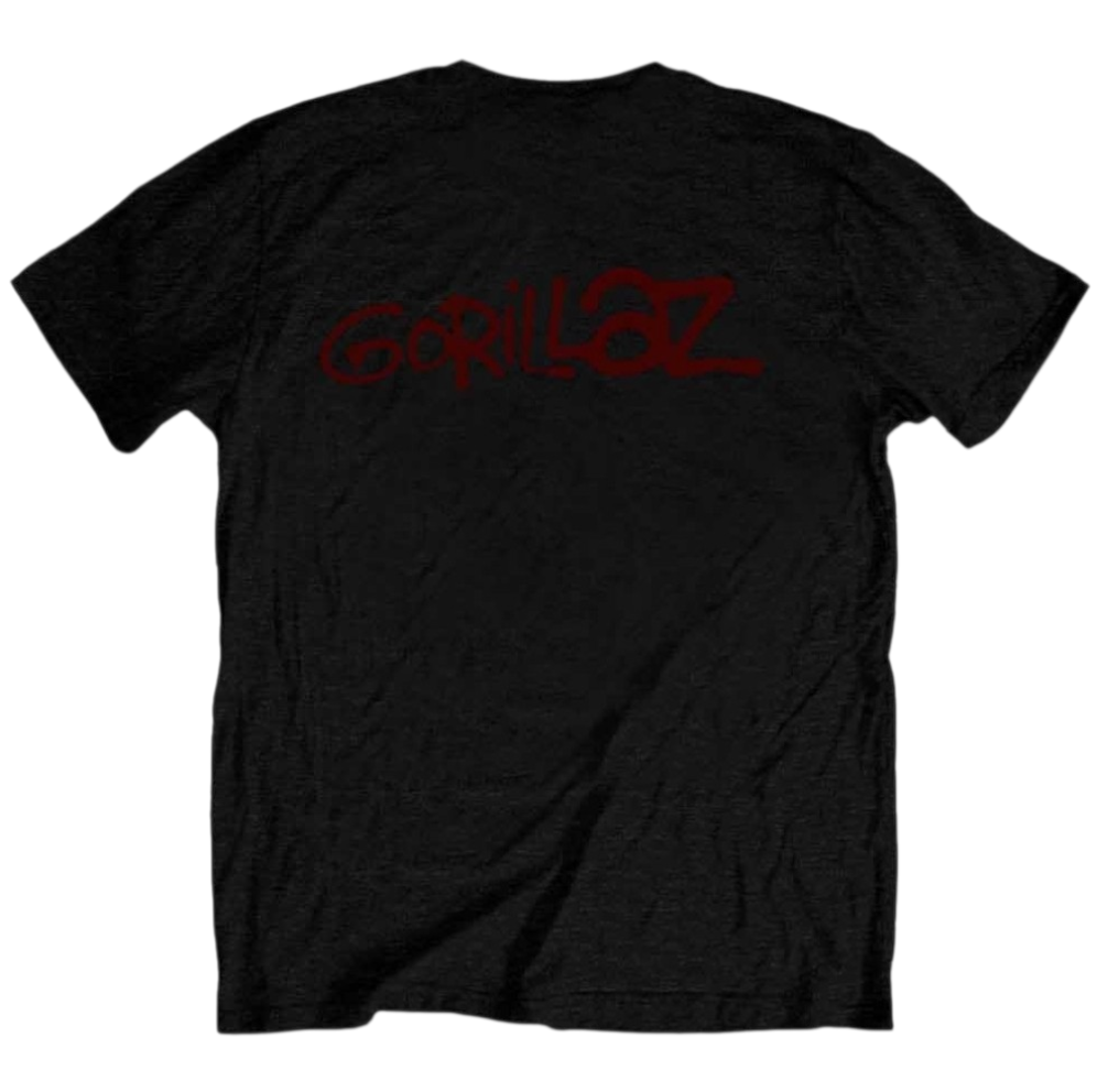 Official Licensed Gorillaz 'Group Green Geep' T-Shirt - Unisex Black Front & Back Print