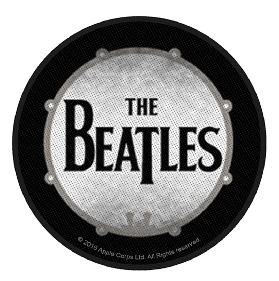 Official The Beatles 'Vintage Drum' Woven Patch - 90mm Circular | Rock Gift