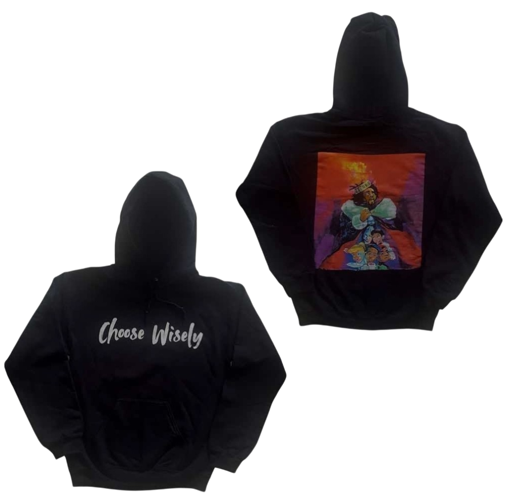 Official Licensed J. Cole 'Choose Wisely' Pullover Hoodie - Unisex Black Front & Back Print