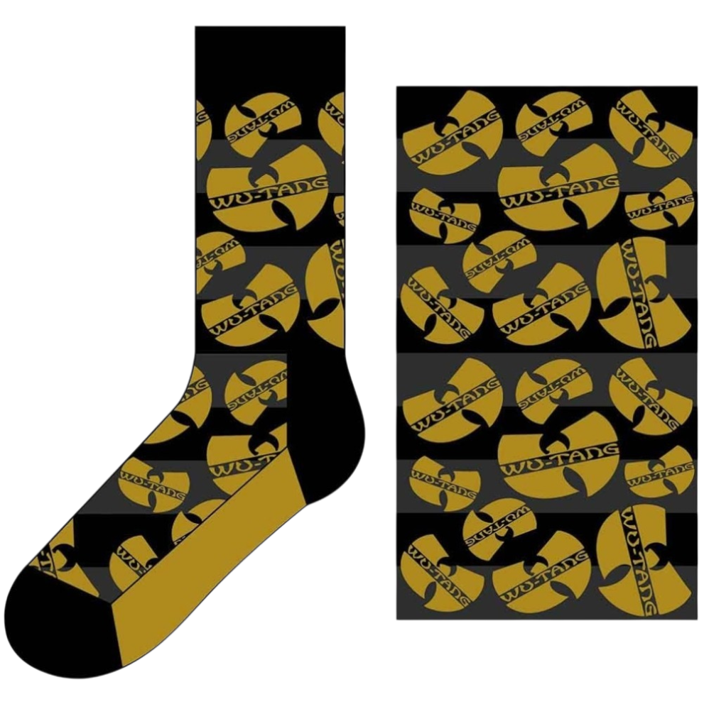 Official Licensed Wu-Tang Clan 'Logos Yellow' Ankle Socks - Yellow Repeating Wu Shield Design