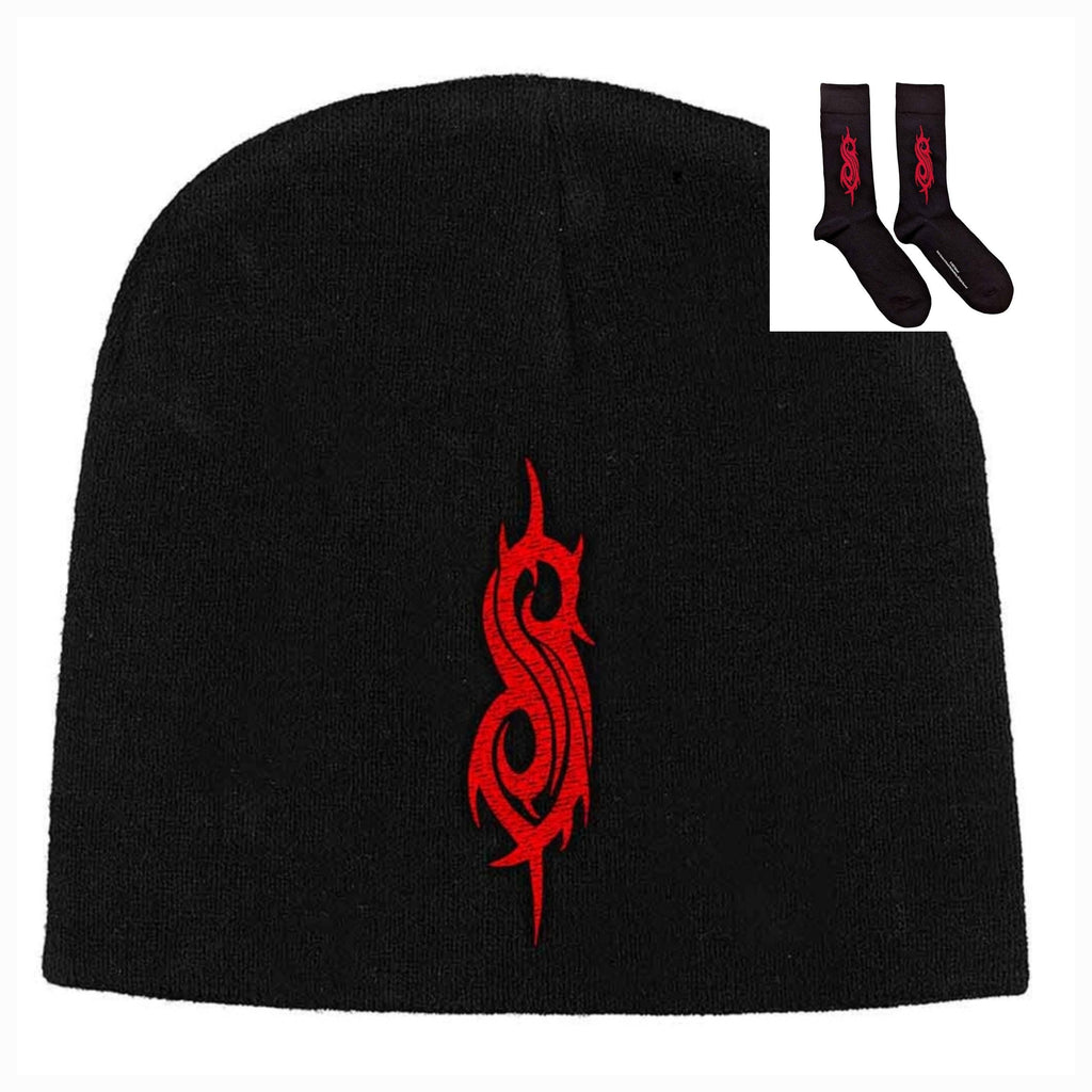 Official Slipknot Gift Set – Tribal S Logo Beanie Hat + Socks | Ultimate Maggot Christmas Gift