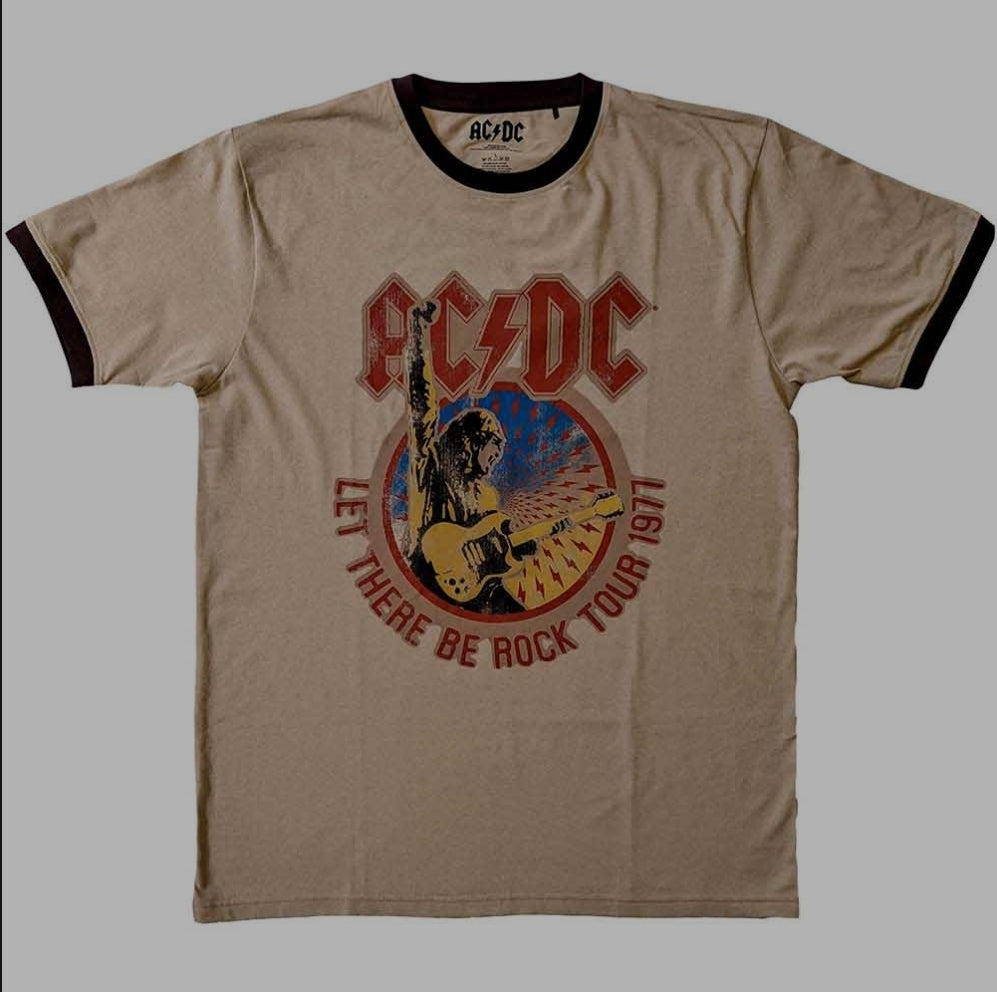 AC/DC Let There Be Rock Tour '77 Ringer T-Shirt – Official Licensed Sand Tee