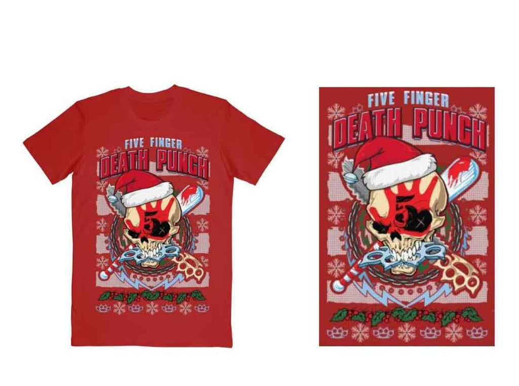 Five Finger Death Punch - Zombie Kill Xmas T-Shirt Red (Official Licensed)