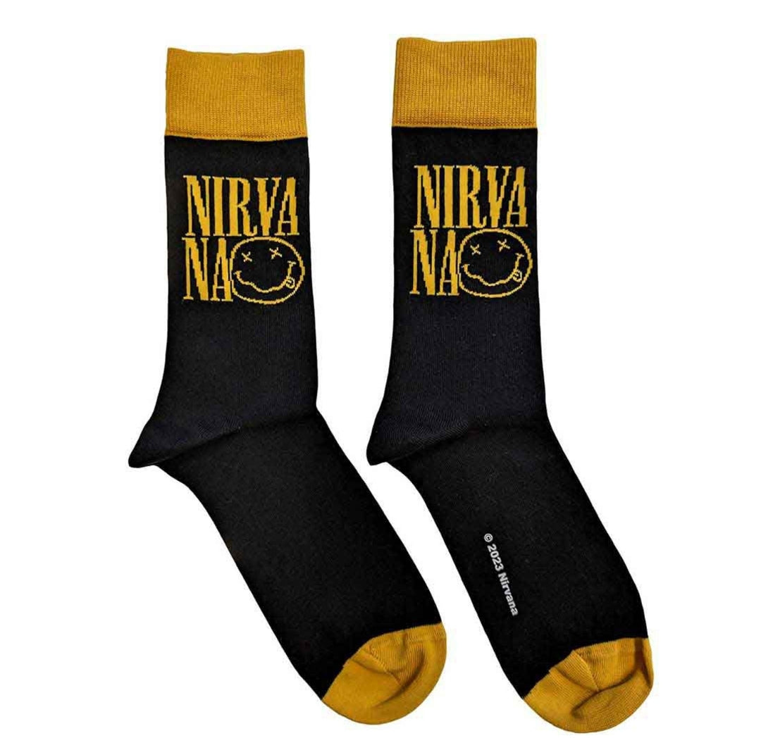 Official Nirvana 'Logo Stacked' Ankle Socks - UK 4-7 Grunge! | Rock Gift