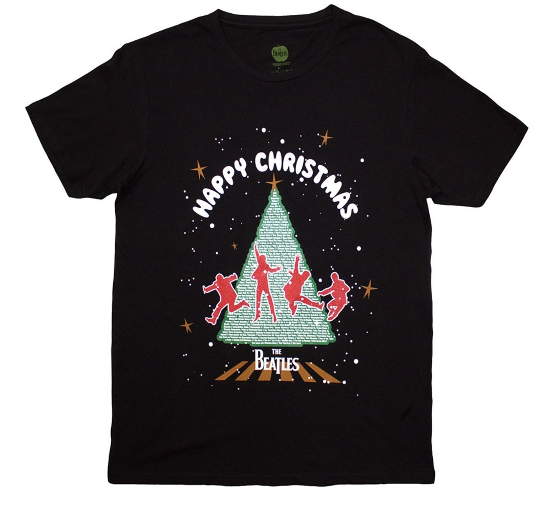 The Beatles - Christmas Tree Logo T-Shirt Black (Official Licensed)